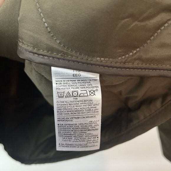 Old Navy Quilted Olive Pine Green Barn Jacket Corduroy Collar Coat XXL 270 - Picture 6 of 10